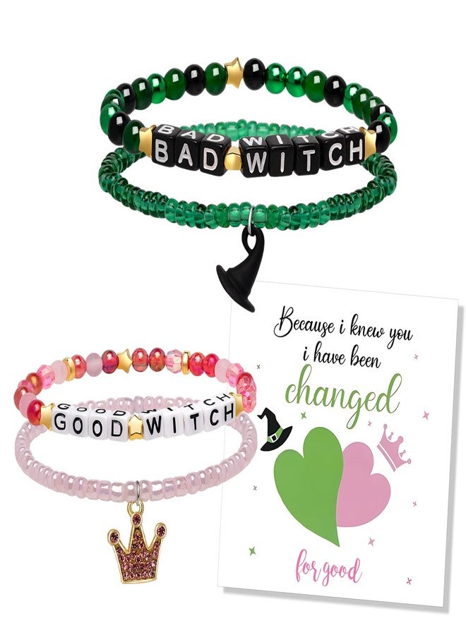 Joyline Witch Gifts for Teen girls Mom Besties Sisters Witch-Inspired Frienship Bracelet Good/Bad Witch Stackable Beaded Bracelets with Crown & Witch Hat Charms - Image 1